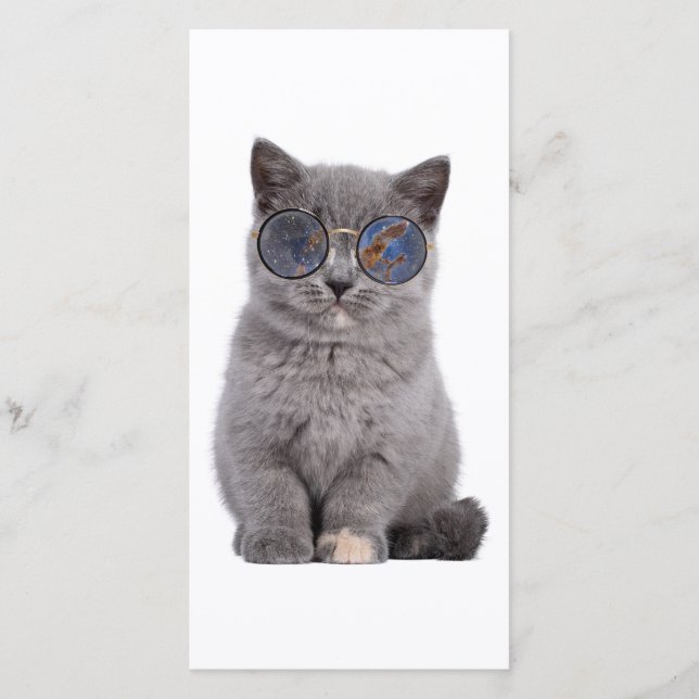 Cartão De Agradecimento Galáctica Gaze o Gatinho Stellar em Óculos Solares (Frente)