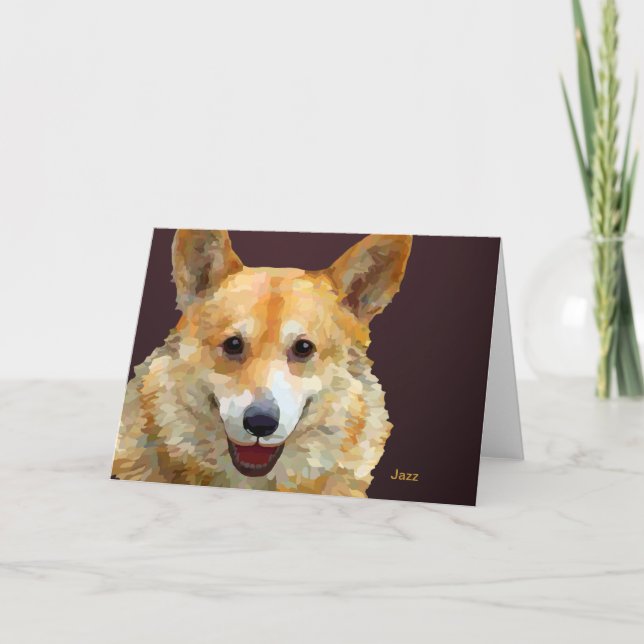 Cartão De Agradecimento Galês Corgi "Jazz" Cercas Para Fido (Frente)