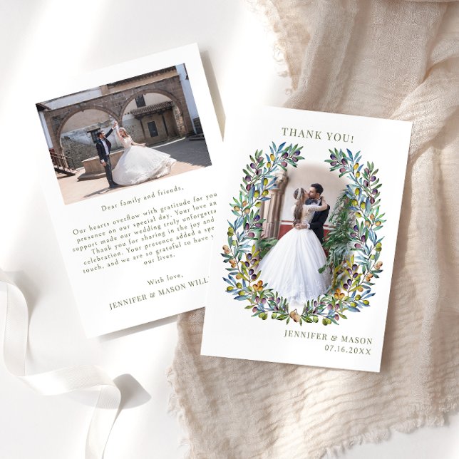 Cartão De Agradecimento Galhos de oliveiras boêmicas estavam na Foto de Ca (Criador carregado)