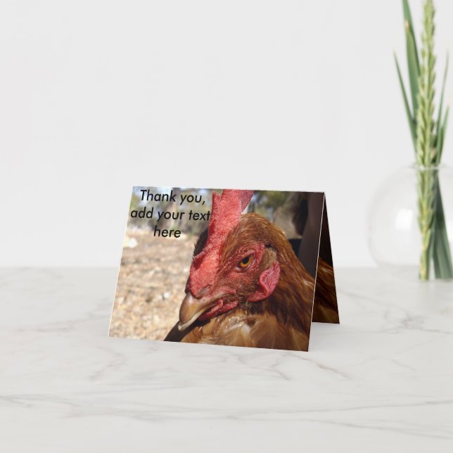 Cartão De Agradecimento Galinha, Adicione Sua Mensagem, (Frente)