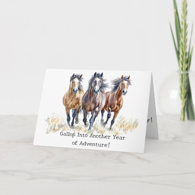 Cartão De Agradecimento Galloping Adventure Mustang Hormonas Birthday Card (Frente)