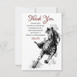 Cartão De Agradecimento Galloping Horse Sketch Flat Birthday