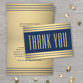 Cartão De Agradecimento Gamas Clássicas Elegantes Marinho Azul e Dourado D