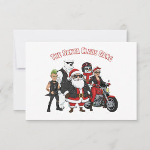 Cartão De Agradecimento Gangue Divertida do Papai Noel de Moto Rock and