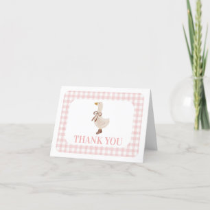 Cartão De Agradecimento Ganso bobo com Gingham Rosa
