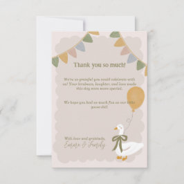 Cartão De Agradecimento Ganso Bobo de Ginga Amarela com Balão de Aniversár