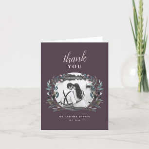 Cartão De Agradecimento Garden Crest   Floral de Casamento Roxo Rosa Foto