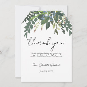 Cartão De Agradecimento Garden Foliage Nature Greenery Chá de panela