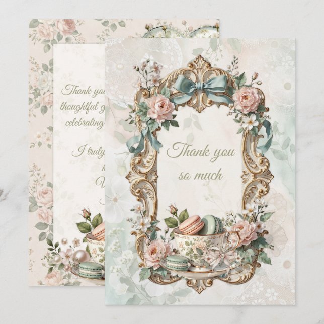 Cartão De Agradecimento Garden Tea Party Floral Thank You Card (Frente/Verso)
