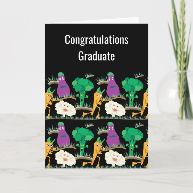 Cartão De Agradecimento Garden Vegetable Pattern Graduation Card (Frente)