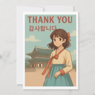 Cartão de Agradecimento - Garota Anime Hanbok Core