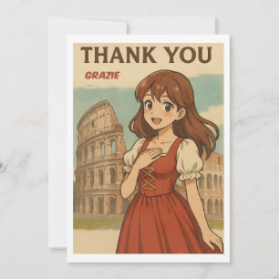 Cartão de Agradecimento - Garota Anime Italiana em