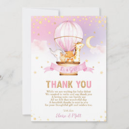 Cartão De Agradecimento Garota Chá de fraldas de Balões de Ar Quente