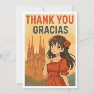 Cartão de Agradecimento - Garota de Anime na Espan