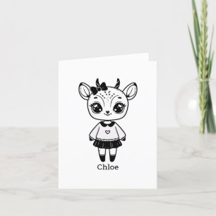 Cartão De Agradecimento Garota de Antílope Adorável - Design de Portas Bon