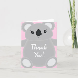 Cartão De Agradecimento Garota de Chá de fraldas do Urso Koala