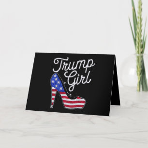 Cartão De Agradecimento Garota Trump Salto Alto Bandeira Americana Brilho
