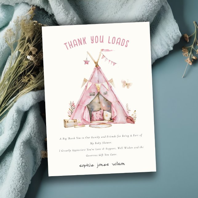 Cartão De Agradecimento Garotas Rosa Bonitas Dormem Dormindo Sleepover Sle (Criador carregado)