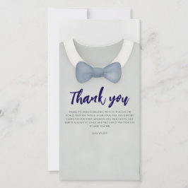 Cartão De Agradecimento Garoto chá de fraldas outono macacão azul