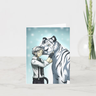 Cartão De Agradecimento Garoto com Tigre Branco
