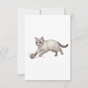 Cartão De Agradecimento Gatinho Fofo e Brincalhão BB Brincando com Brinque