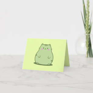 Cartão De Agradecimento Gatinho Verde Gordinho de Matcha