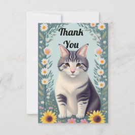 Cartão De Agradecimento Gatinhos E Flores Cutis