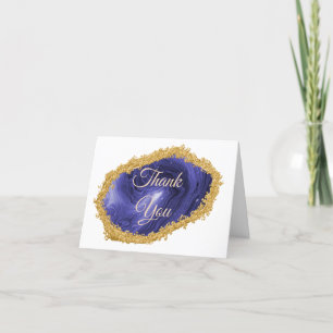 Cartão De Agradecimento Gato Azul Escuro Dourado, Gelado Obrigado
