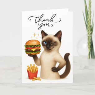 Cartão De Agradecimento Gato com Hamburger