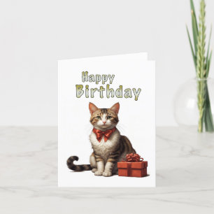 Cartão De Agradecimento gato de aniversário feliz