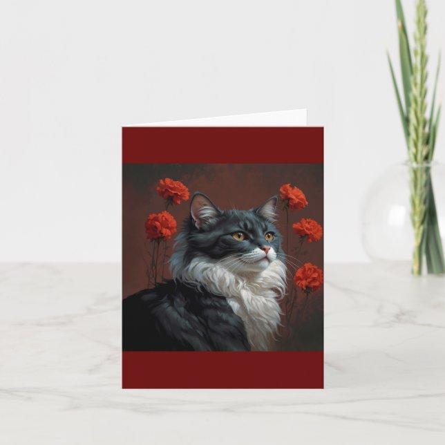 Cartão De Agradecimento gato de arte (Frente)