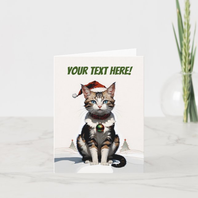 Cartão De Agradecimento gato de natal bonito (Frente)