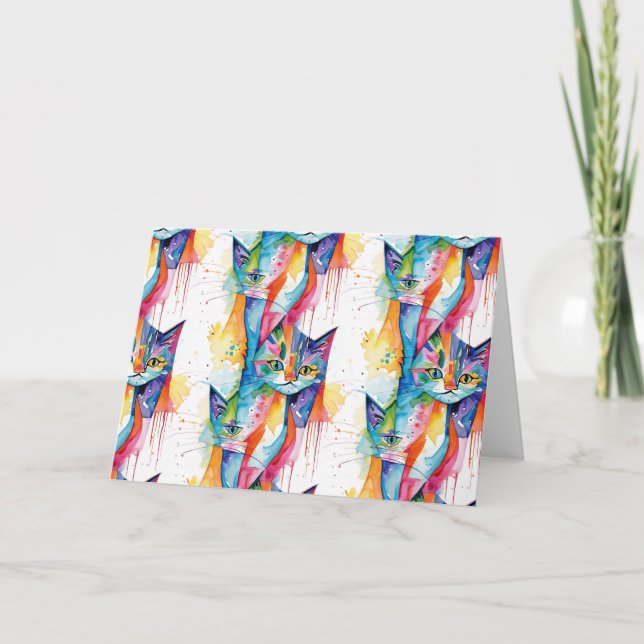 Cartão De Agradecimento gato-do-abstrato (Frente)