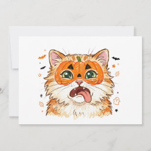 Cartão De Agradecimento Gato engraçado de Halloween com pintura facial de