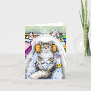 Cartão De Agradecimento Gato Engraçado em Bath Cat 761 Arte de Banheiro
