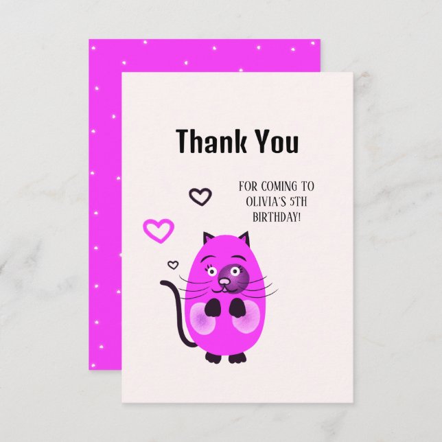 Cartão De Agradecimento Gato lilás (Frente/Verso)
