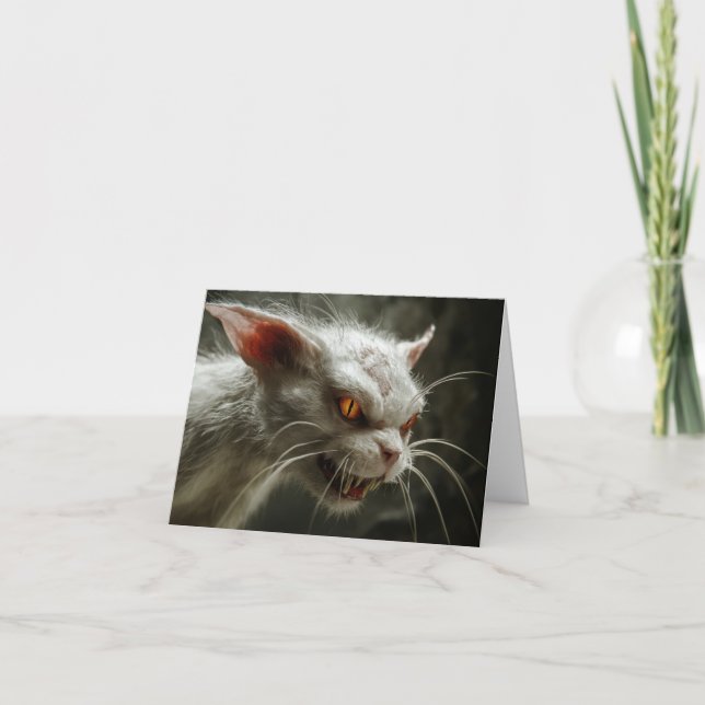 Cartão De Agradecimento Gato monstro  (Frente)