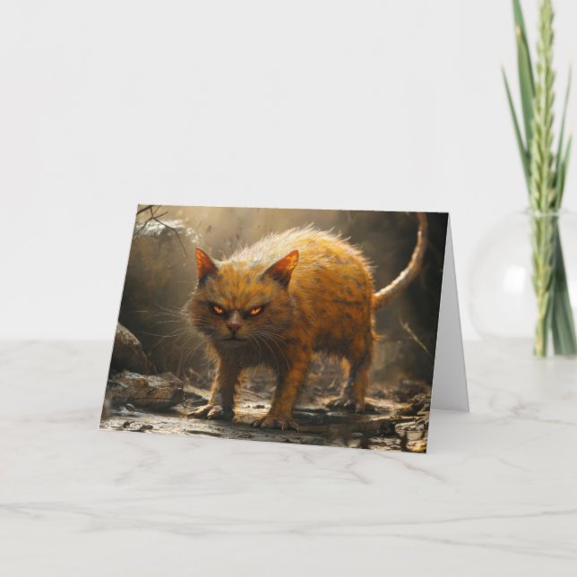 Cartão De Agradecimento Gato monstro  (Frente)