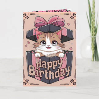 Cartão De Agradecimento Gato na caixa