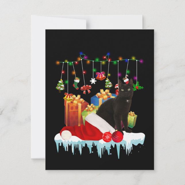 Cartão De Agradecimento Gato Negro presente do meu Natal (Frente)