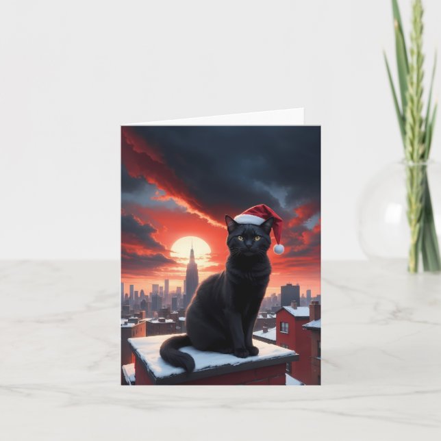 Cartão De Agradecimento gato preto (Frente)