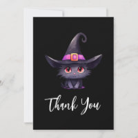 Gato preto bonito Vestindo chapéu de bruxa