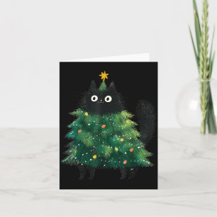 Cartão De Agradecimento Gato Preto Fofo Na Árvore De Natal Amante De Gatos