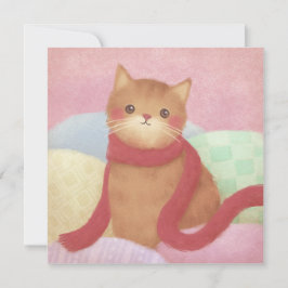 Cartão De Agradecimento Gato Vestindo Uma Ilustração Vermelha De Escarpa