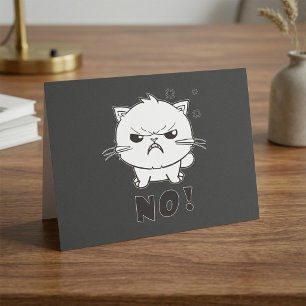 Cartão De Agradecimento Gato zangado fofo chiando Não.