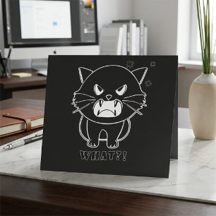 Cartão De Agradecimento Gato zangado fofo chiando O quê.