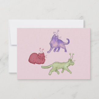 Cartão De Agradecimento Gatos Alienígenas Gato Espacial Caprichoso Diverti