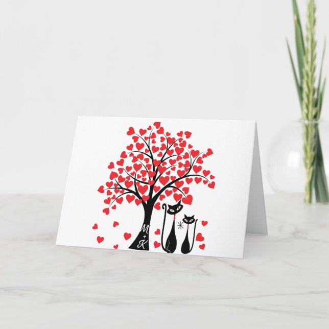 Cartão De Agradecimento Gatos Apaixonados (Frente)