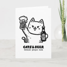 Cartão De Agradecimento Gatos e cerveja 1