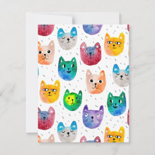 Cartão De Agradecimento Gatos em aquarela e amigos